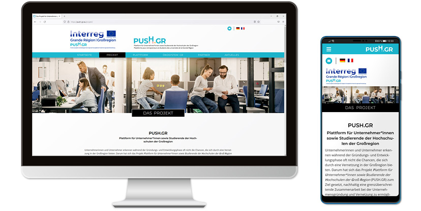 Screenshot der Seite push-gr.eu