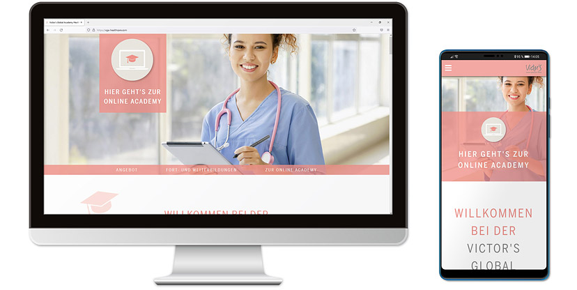 Screenshot der Seite vga-healthcare.com - Victor's Global Academy